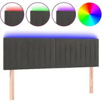 vidaXL Tête de lit LED gris foncé 144x5x78/88 cm velours
