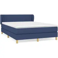 vidaXL Lit boxspring avec matelas bleu 140x190 cm Tissu