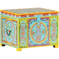 vidaXL Boîte de rangement peinte à la main 50x40x40 cm manguier massif