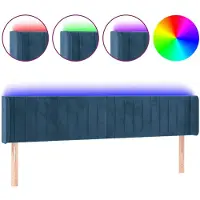 vidaXL Tête de lit LED bleu foncé 163x16x78/88 cm velours