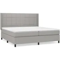 vidaXL Lit boxspring avec matelas gris clair 200x200 cm Tissu