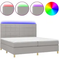 vidaXL Lit boxspring avec matelas & LED gris clair 200x200 cm Tissu