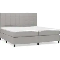 vidaXL Lit boxspring avec matelas gris clair 200x200 cm Tissu