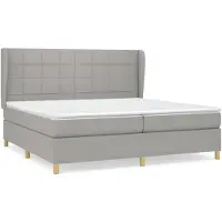 vidaXL Lit boxspring avec matelas gris clair 200x200 cm Tissu