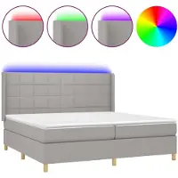 vidaXL Lit boxspring avec matelas & LED gris clair 200x200 cm Tissu