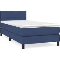 vidaXL Lit boxspring avec matelas bleu 90x200 cm Tissu
