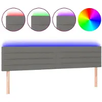 vidaXL Tête de lit LED gris foncé 160x5x78/88 cm Tissu