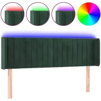 vidaXL Tête de lit LED vert foncé 147x16x78/88 cm velours