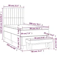 vidaXL Lit boxspring avec matelas bleu foncé 80x200 cm velours