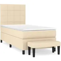 vidaXL Lit boxspring avec matelas Crème 100x200 cm Tissu