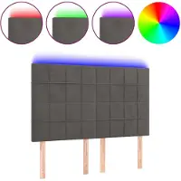 vidaXL Tête de lit LED gris foncé 144x5x118/128 cm velours