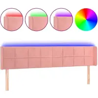 vidaXL LED Tête de lit rose 203x16x78/88 cm velours