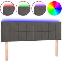 vidaXL Tête de lit LED gris foncé 144x5x78/88 cm velours