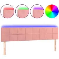 vidaXL LED Tête de lit rose 180x5x78/88 cm velours