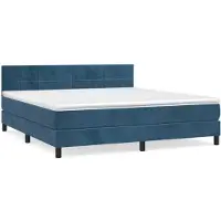vidaXL Lit boxspring avec matelas bleu foncé 180x200 cm velours