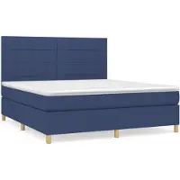 vidaXL Lit boxspring avec matelas bleu 180x200 cm Tissu