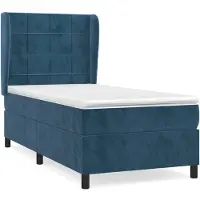 vidaXL Lit boxspring avec matelas bleu foncé 90x190 cm velours