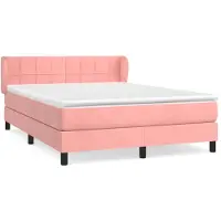 vidaXL Lit boxspring avec matelas rose 140x200 cm velours