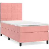 vidaXL Lit boxspring avec matelas rose 90x190 cm velours