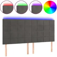 vidaXL Tête de lit LED gris foncé 160x5x118/128 cm velours