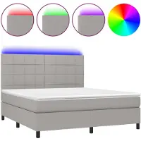 vidaXL Lit boxspring avec matelas & LED gris clair 160x200 cm Tissu