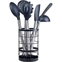 Chefarone Porte-ustensiles de cuisine - Aide à la cuisine - Porte-ustensiles de cuisine - Rangement - Porte-couverts - Noir