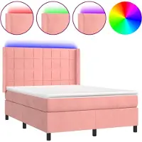 vidaXL Sommier tapissier avec matelas et LED Rose 140x200 cm Velours
