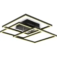 B.K.Licht Plafonnier LED orientable 568x568x95mm carré 40W 4000lm 3000K lumière blanche chaude Noir lampe plafond bureau salon cuisine couloir