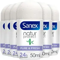 Sanex 6 déodorants à bille - 50 ml, bambou pur et frais