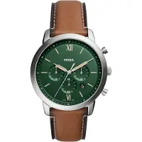 Fossil Montre à affichage analogique marron / or / vert foncé / argent