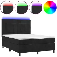 vidaXL Lit boxspring avec matelas & LED noir 140x190 cm velours