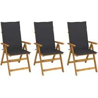 vidaXL Chaises de jardin pliantes 3 pcs. avec coussins en bois massif d'acacia
