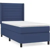 vidaXL Lit boxspring avec matelas bleu 90x200 cm Tissu