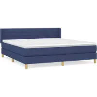 vidaXL Lit boxspring avec matelas bleu 180x200 cm Tissu