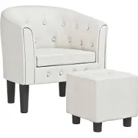 vidaXL Chaise cabriolet avec repose-pied blanc similicuir