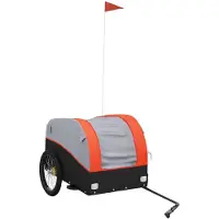 vidaXL Remorque vélo noir et orange 45 kg Fer