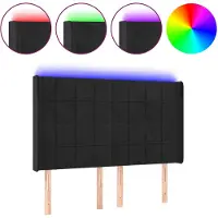 vidaXL LED Tête de lit noir 147x16x118/128 cm velours