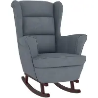 vidaXL Fauteuil à bascule à oreilles en velours gris foncé bois massif