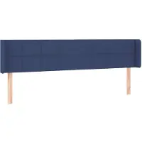 vidaXL Tête de lit avec oreilles Bleu 203x16x78/88 cm Tissu