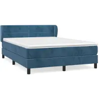 vidaXL Lit boxspring avec matelas bleu foncé 140x190 cm velours