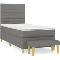 vidaXL Lit boxspring avec matelas gris foncé 80x200 cm Tissu