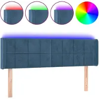 vidaXL Tête de lit LED bleu foncé 147x16x78/88 cm velours