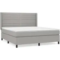 vidaXL Lit boxspring avec matelas gris clair 160x200 cm Tissu