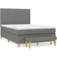 vidaXL Lit boxspring avec matelas gris foncé 140x190 cm Tissu