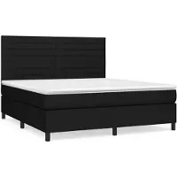 vidaXL Lit boxspring avec matelas noir 160x200 cm Tissu