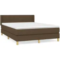 vidaXL Lit boxspring avec matelas brun foncé 140x190 cm Tissu