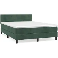 vidaXL Lit boxspring avec matelas vert foncé 140x190 cm velours