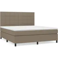 vidaXL Lit boxspring avec matelas Taupe 180x200 cm Tissu
