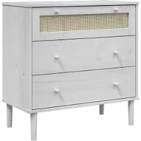 vidaXL Commode à tiroirs SENJA aspect rotin blanc 80x40x80 bois de pin