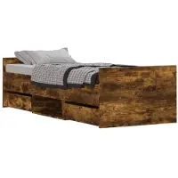 vidaXL Cadre de lit avec tête et pied de lit en chêne fumé 75x190 cm